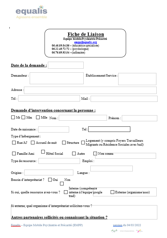 Fiche de liaison EQUIPE PSYCHIATRIE PRECARITE EQUALIS version 2023 WORD (1).docx
